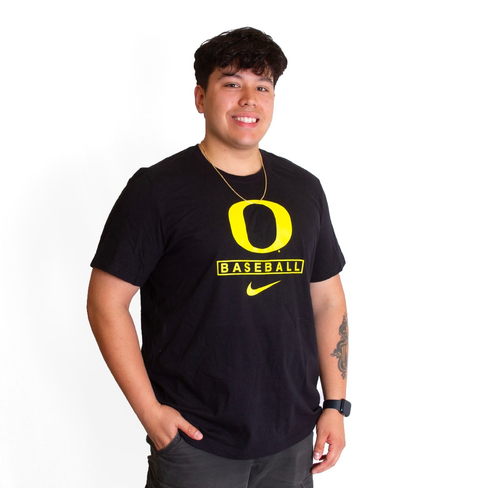 Classic Oregon O, Nike, Black, Crew Neck, Cotton, Men, Baseball, T-Shirt, 817416